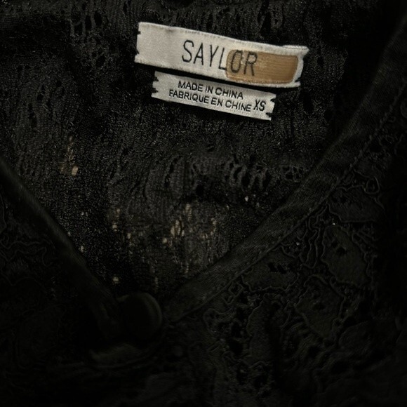 Saylor x Revolve Mariella Lace Ruffle Blouse in Black Goth Witchy - Picture 5 of 6